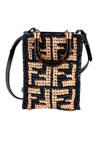 Fendi FENDI PRE-OWNED BOLSA SATCHEL SUNSHINE MINI DE RAFIA CON MOTIVO