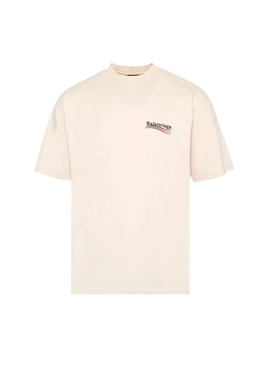 Balenciaga T-SHIRT EMBRO POL CAMPGN VNTGE JERSEY LIGHT BEIGE/BLACK