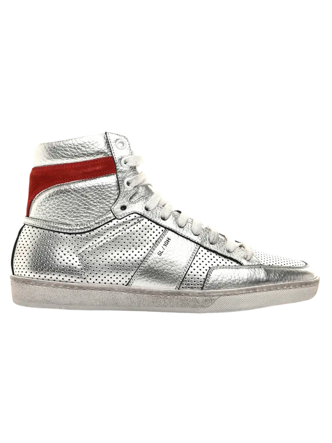 Saint Laurent ZAPATILLAS ALTAS DE CUERO METÁLICO SAINT LAURENT SL-10 HIGH 'SILVER'
