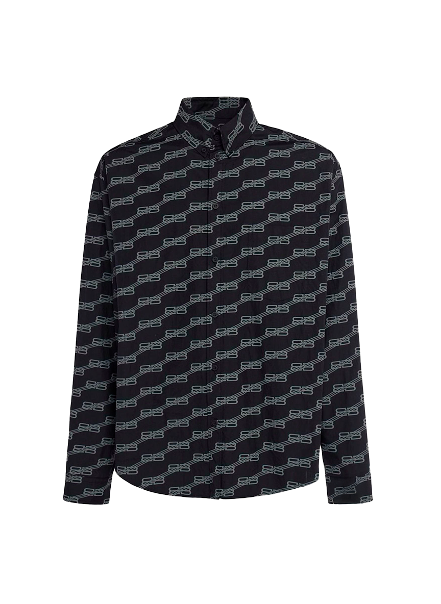Balenciaga SHIRT BB MONOGRAM COTTON POPLIN BLACK - GRAPHITE