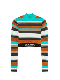 Palm Angels LUREX STRIPES KNIT LOGO TOP MULTICOLOR BLACK PALM ANGELS