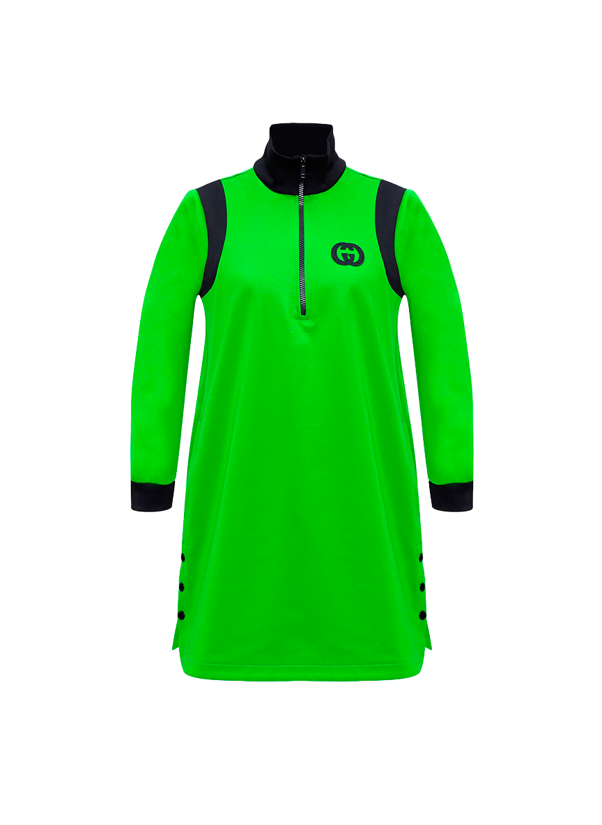 Gucci DRESS TECHNICAL JERSEY ACID GREEN/MI