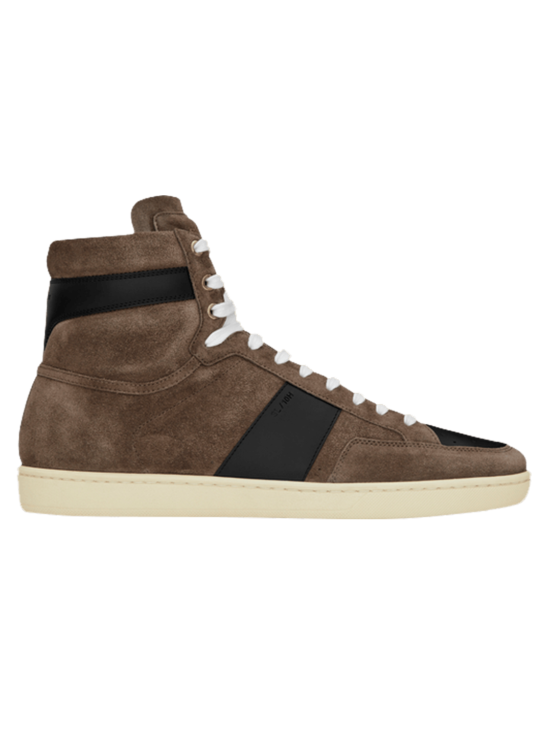 Saint Laurent SAINT LAURENT SIGNATURE COURT CLASSIC SL/10H HIGH-TOP SNEAKER IN CLAY SUEDE WITH BLACK PANELING.