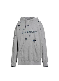 Givenchy GIVENCHY LAYRED DISTRESS HOODIE GREY