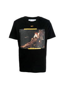 Off-White OFF-WHITE CARAVAGGIO PRINT SLIM-FIT COTTON T-SHIRT IN BLACK