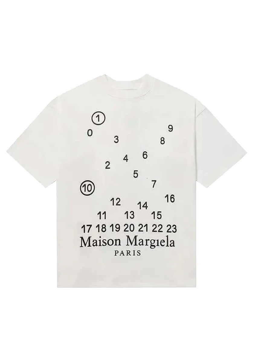 Maison Margiela MAISON MARGIELA NUMERIC LOGO PRINT T-SHIRT | WHITE