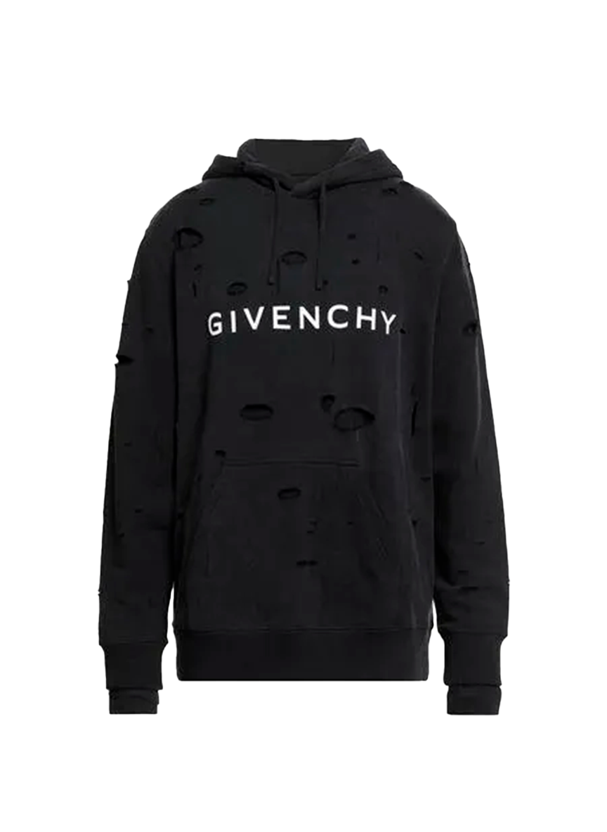 Givenchy GIVENCHY DESTROYED LOGO HOODIE BLACK CAPOTA