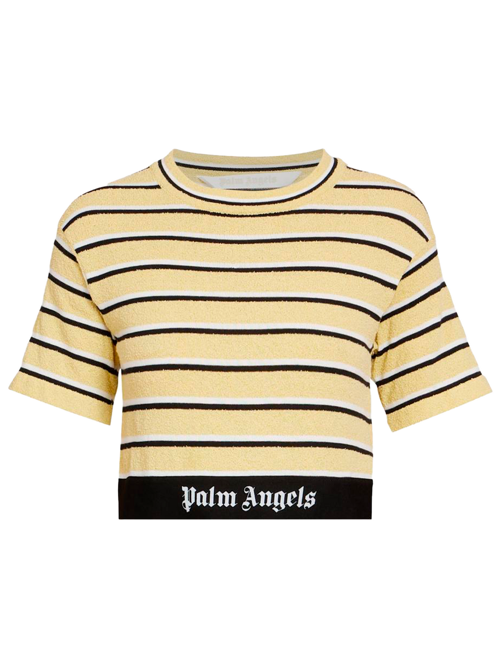 Palm Angels STRIPES KNIT LOGO TEE SS YELLOW BLACK PALM ANGELS