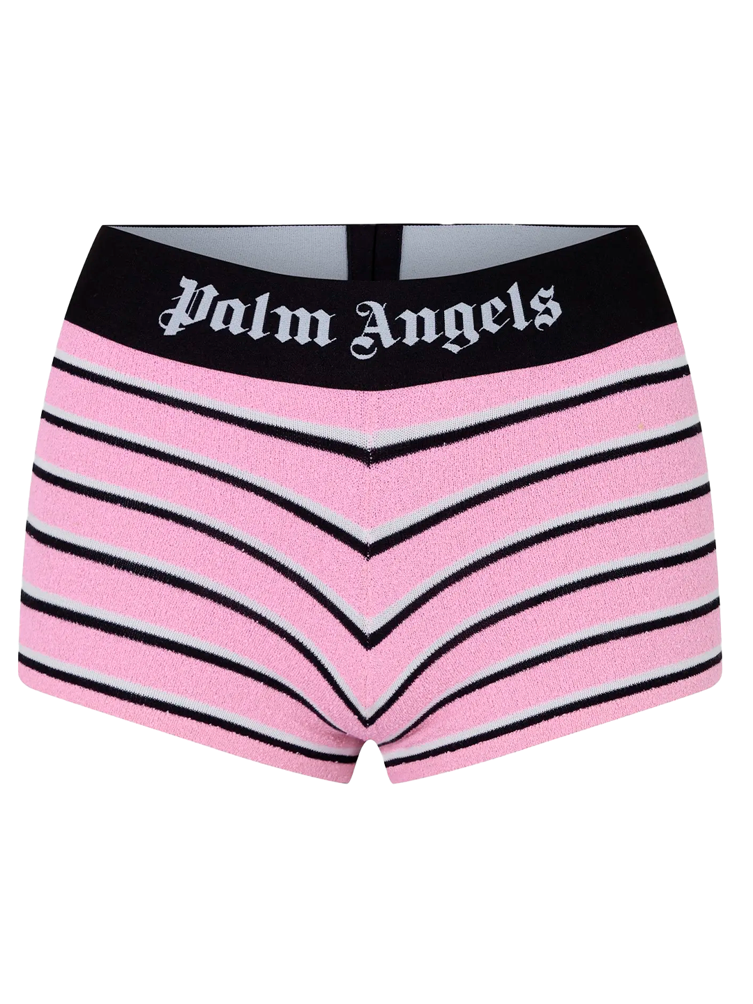 Palm Angels STRIPES KNIT LOGO SHORTS PINK BLACK PALM ANGELS