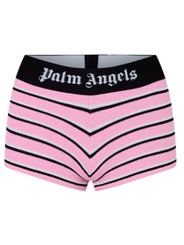 Palm Angels STRIPES KNIT LOGO SHORTS PINK BLACK PALM ANGELS