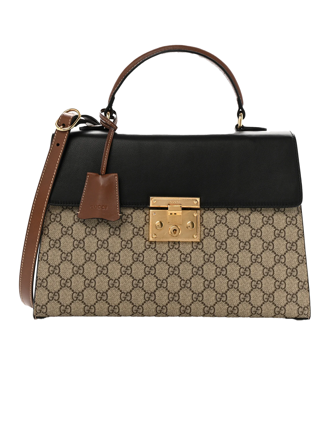 Gucci GUCCI LADY DYE GG CANVAS TOP HANDLE BAG WITH LEATHER AND GOLD HARDWARE