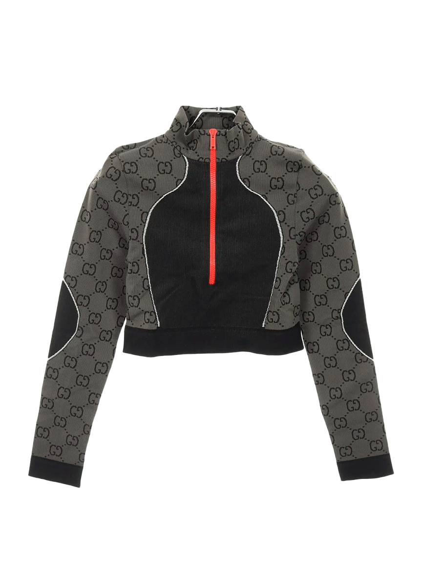 L/S TOP POLYAMIDE JERSEY JACQ BLACK/GREY
