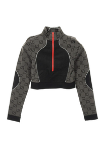 L/S TOP POLYAMIDE JERSEY JACQ BLACK/GREY