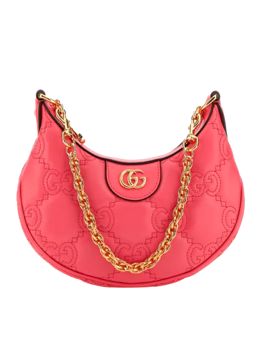 Gucci GUCCI GG QUILTED LEATHER HOBO BAG PINK WITH GOLD HARDWARE