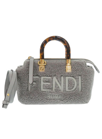 Fendi BOLSO DE MANO DE MOUTÓN GRIS FENDI CASTAÑO CUERO