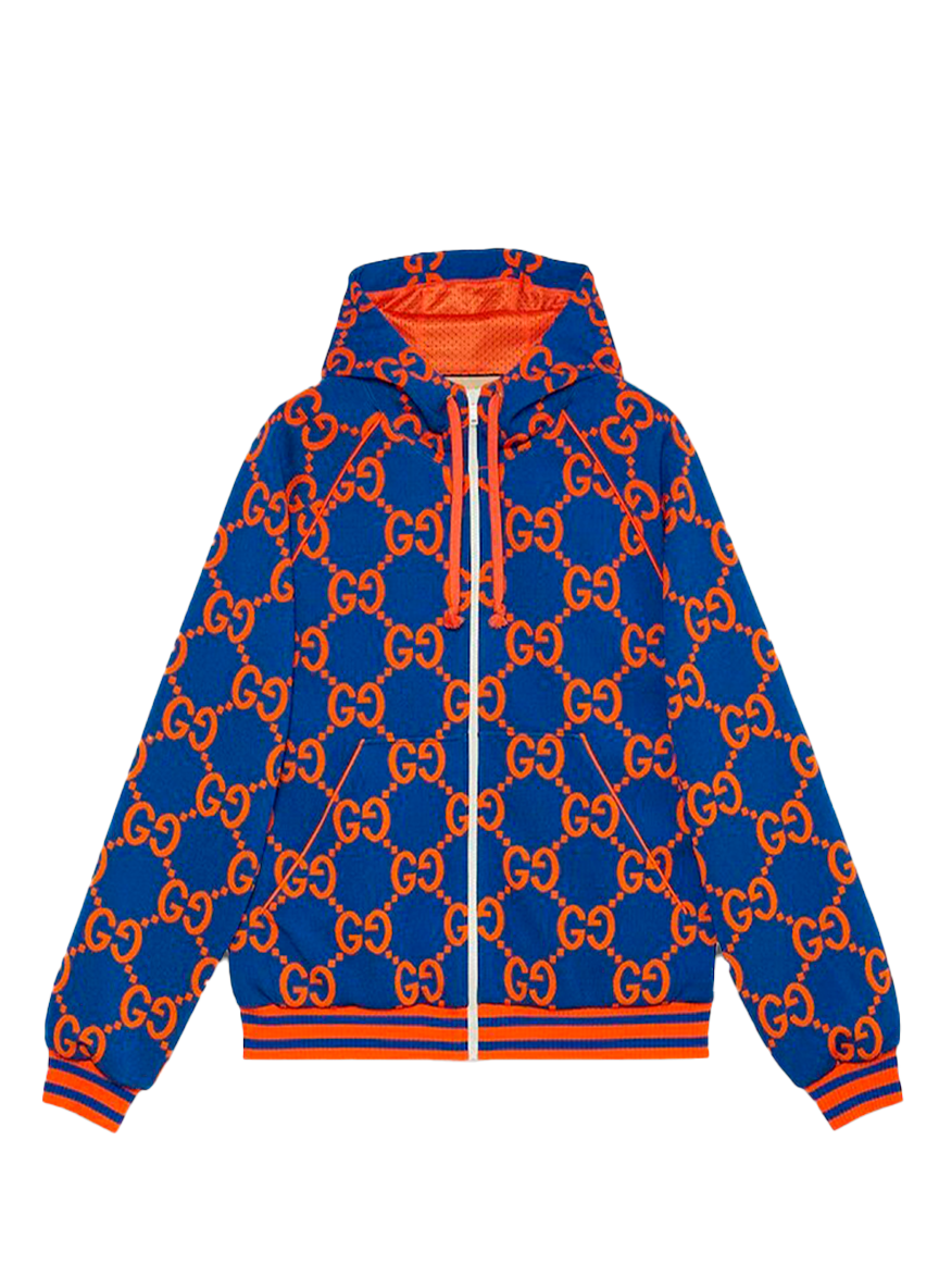 Gucci GUCCI GG KNIT ZIP-UP JACKET 'BLUE/ORANGE'