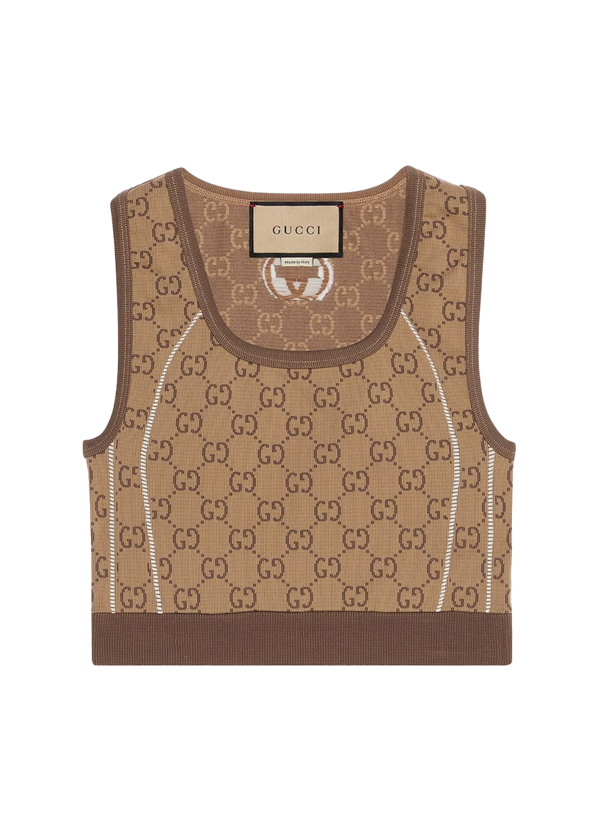 Gucci TOP POLYAMIDE JERSEY JACQ BEIGE/FBONY