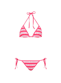 Balmain BALMAIN FUSCIA PINK/WHITE LOGO STRING BIKINI SET