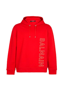 Balmain HOODED SWEATSHIRT ORANGE BALMAIN HOODIE BALMAIN RED