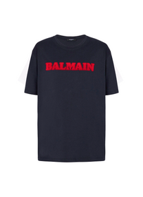Balmain BALMAIN FLOCKED RETRO LOGO PATCH T-SHIRT