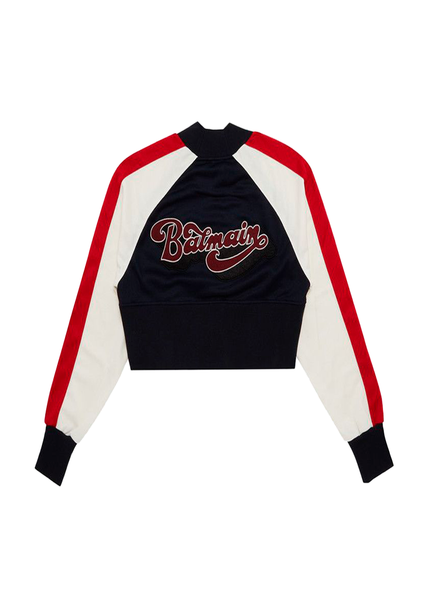 Balmain BUY BALMAIN RAGLAN 70S SHORT SWEATER 'BLEU MARINE FONCÉ