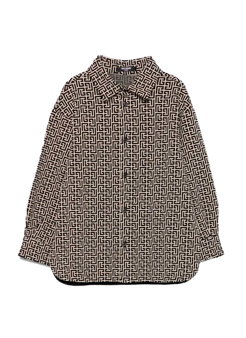 Balmain BALMAIN WOMEN'S GRAY GEOMETRIC-PRINT SHIRT