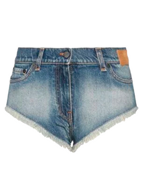 Palm Angels DENIM HOT SHORTS BLUE BROWN PALM ANGELS