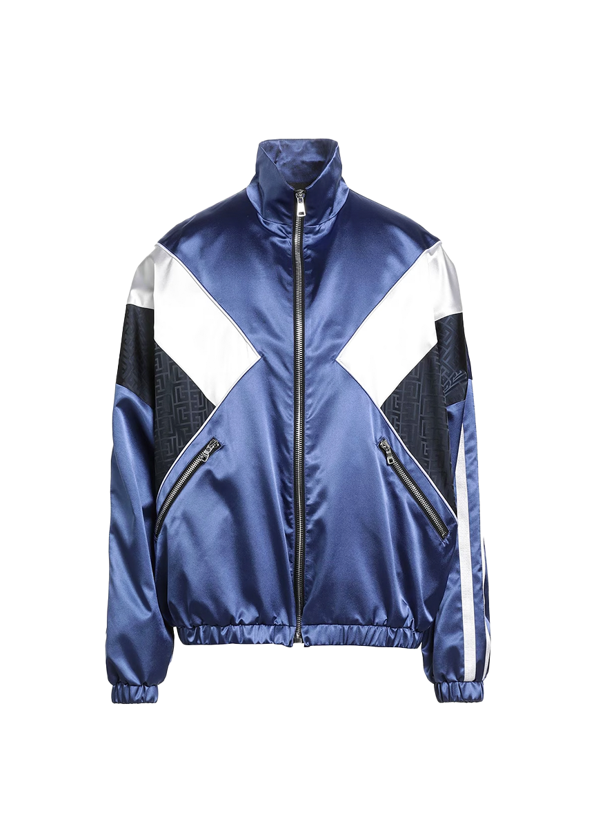 Balmain BALMAIN MEN'S SATIN MONOGRAM CUT TRACK JACKET