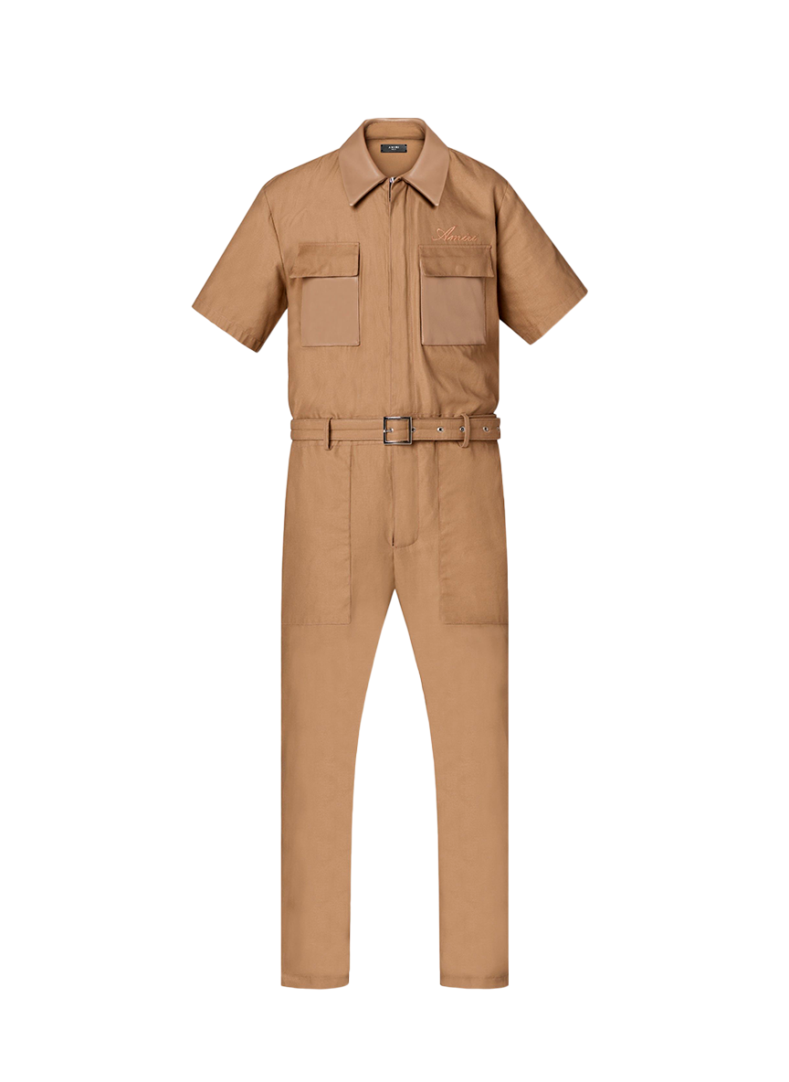 Amiri JUMPER ENTERIZO AMIRI BEIGE CON CINTURÓN