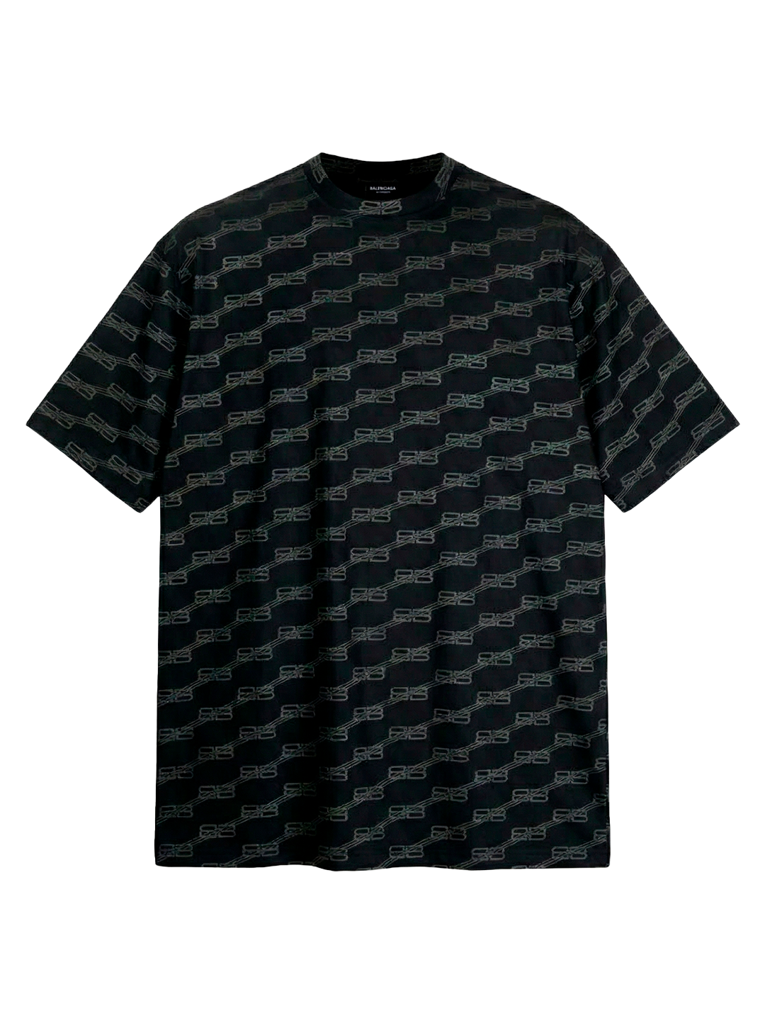 Balenciaga T SHIRT BB MONOGRAM COTTON POPLIN BLACK - GRAPHITE