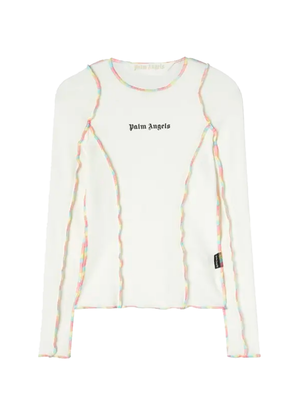 Palm Angels RAINBOW STITCHING FIT TEE WHITE BLACK PALM ANGELS