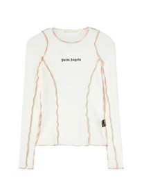 Palm Angels RAINBOW STITCHING FIT TEE WHITE BLACK PALM ANGELS