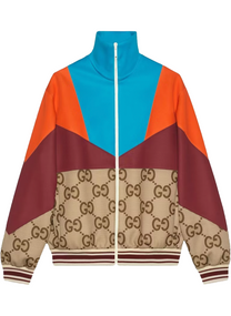 Gucci GUCCI GG TECHNICAL JERSEY ZIP-UP HOODIE 'BEIGE/EBONY' CAPOTA