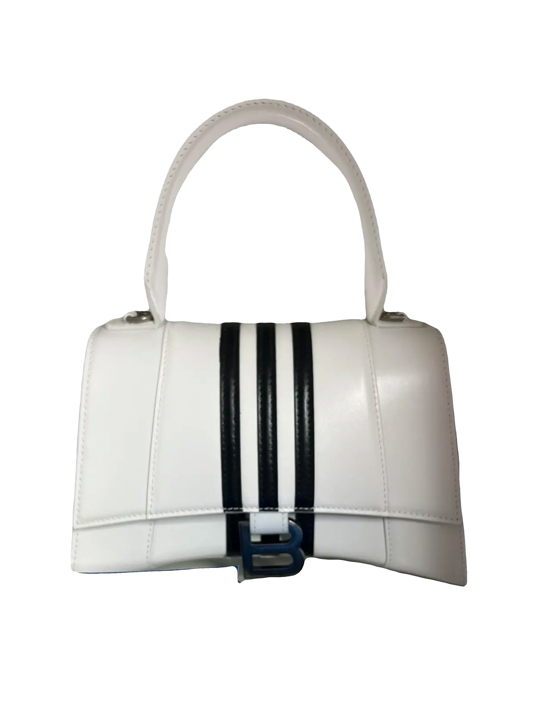Balenciaga BALENCIAGA HOURGLASS TOP HANDLE BAG – WHITE WITH BLACK RACING ST