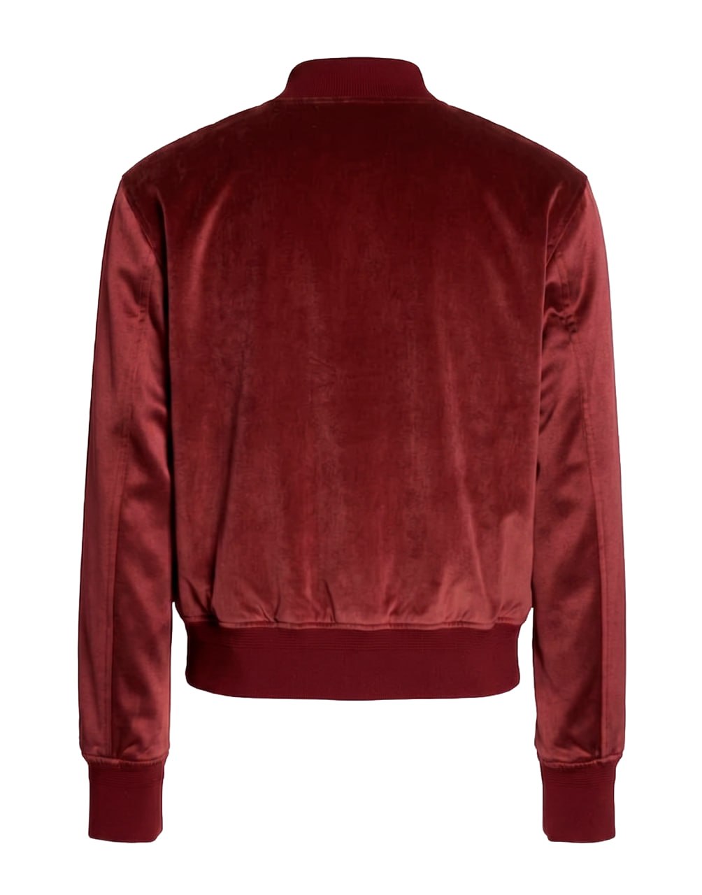 AMIRI EMBROIDERED LOGO VELVETEEN &amp; SATIN BOMBER JACKET IN BURGUNDY