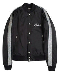 CHAQUETA BOMBER AMIRI SATIN HARDCORE TRACK EN COLOR NEGRO Y PLATEADO