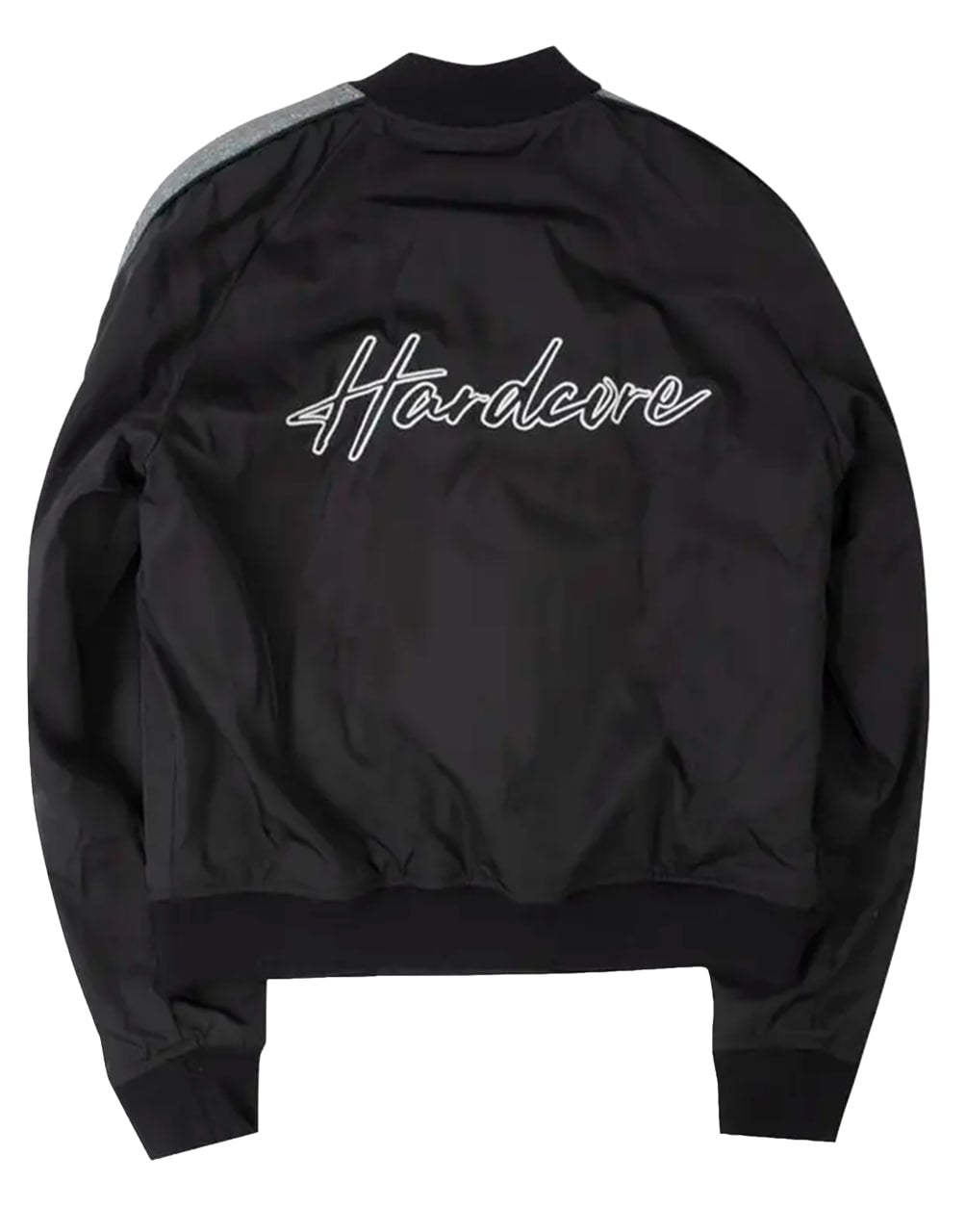 CHAQUETA BOMBER AMIRI SATIN HARDCORE TRACK EN COLOR NEGRO Y PLATEADO