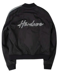 CHAQUETA BOMBER AMIRI SATIN HARDCORE TRACK EN COLOR NEGRO Y PLATEADO