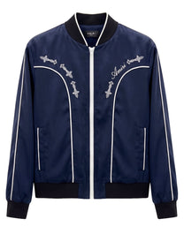 CHAQUETA DEPORTIVA JOHNNY DE AMIRI EN COLOR AZUL CON BORDADO DE LOGO ESTILO WESTERN
