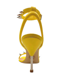 SANDALIAS DE TACÓN ALEXANDER MCQUEEN PUNK STUD DE PIEL AMARILLA CON CORREA EN EL TOBILLO