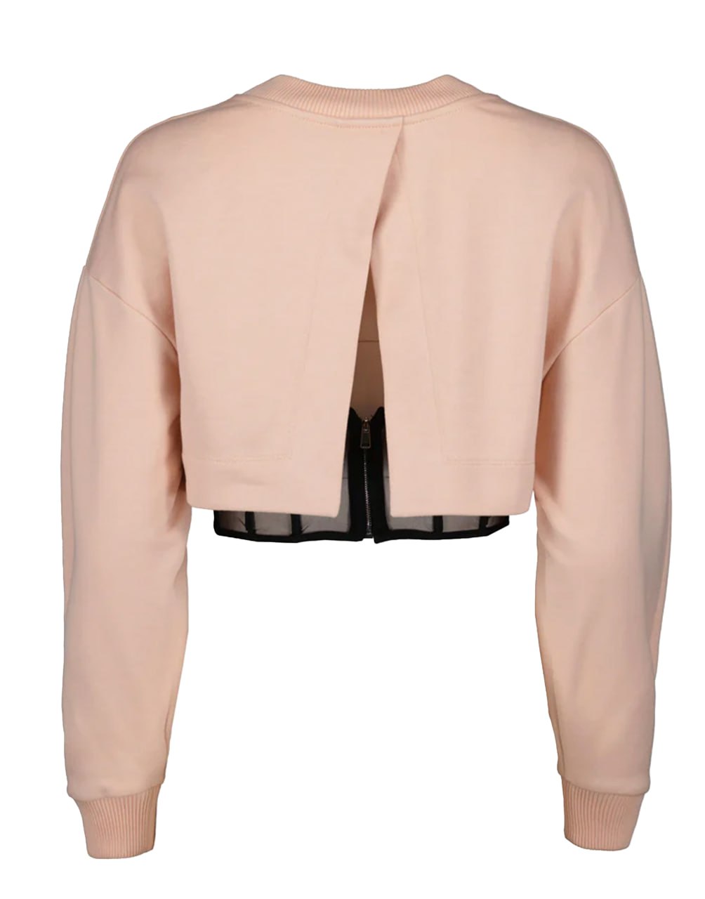TOP ALEXANDER MCQUEEN HYBRID BUSTIER EN COLOR TEA ROSE CON FORRO DE MALLA ADJUNTO