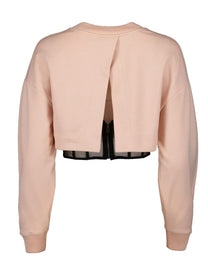 TOP ALEXANDER MCQUEEN HYBRID BUSTIER EN COLOR TEA ROSE CON FORRO DE MALLA ADJUNTO