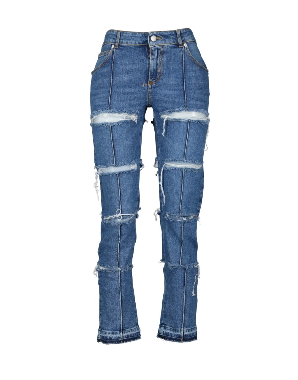 ALEXANDER MCQUEEN JEANS CAPRI CON EFECTO ENVEJECIDO AZUL