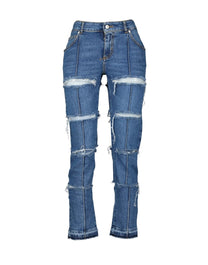 ALEXANDER MCQUEEN JEANS CAPRI CON EFECTO ENVEJECIDO AZUL