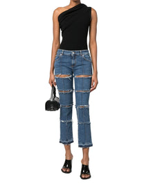 ALEXANDER MCQUEEN JEANS CAPRI CON EFECTO ENVEJECIDO AZUL