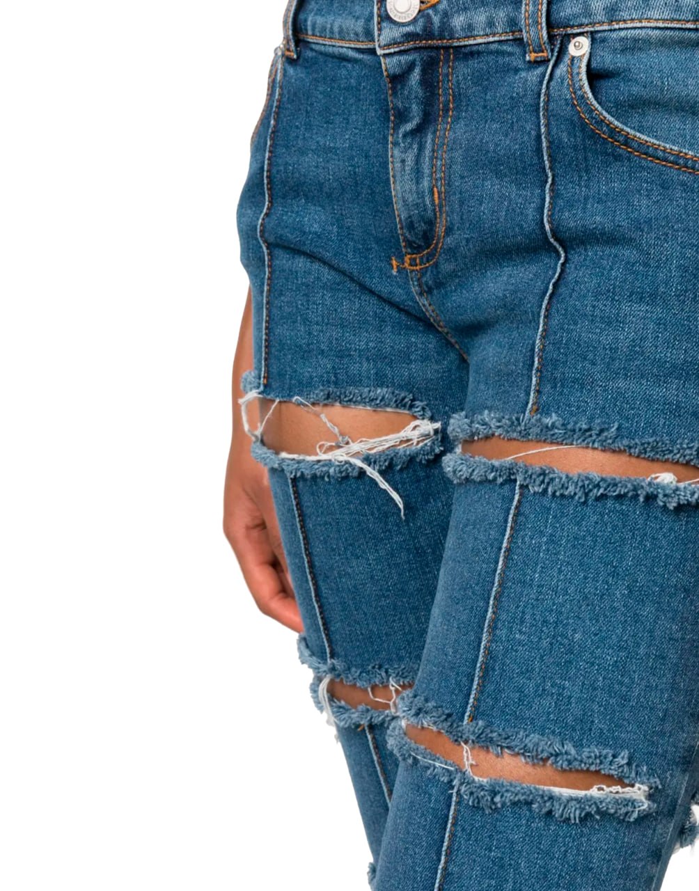 ALEXANDER MCQUEEN JEANS CAPRI CON EFECTO ENVEJECIDO AZUL