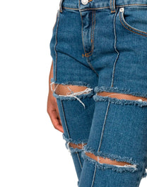 ALEXANDER MCQUEEN JEANS CAPRI CON EFECTO ENVEJECIDO AZUL