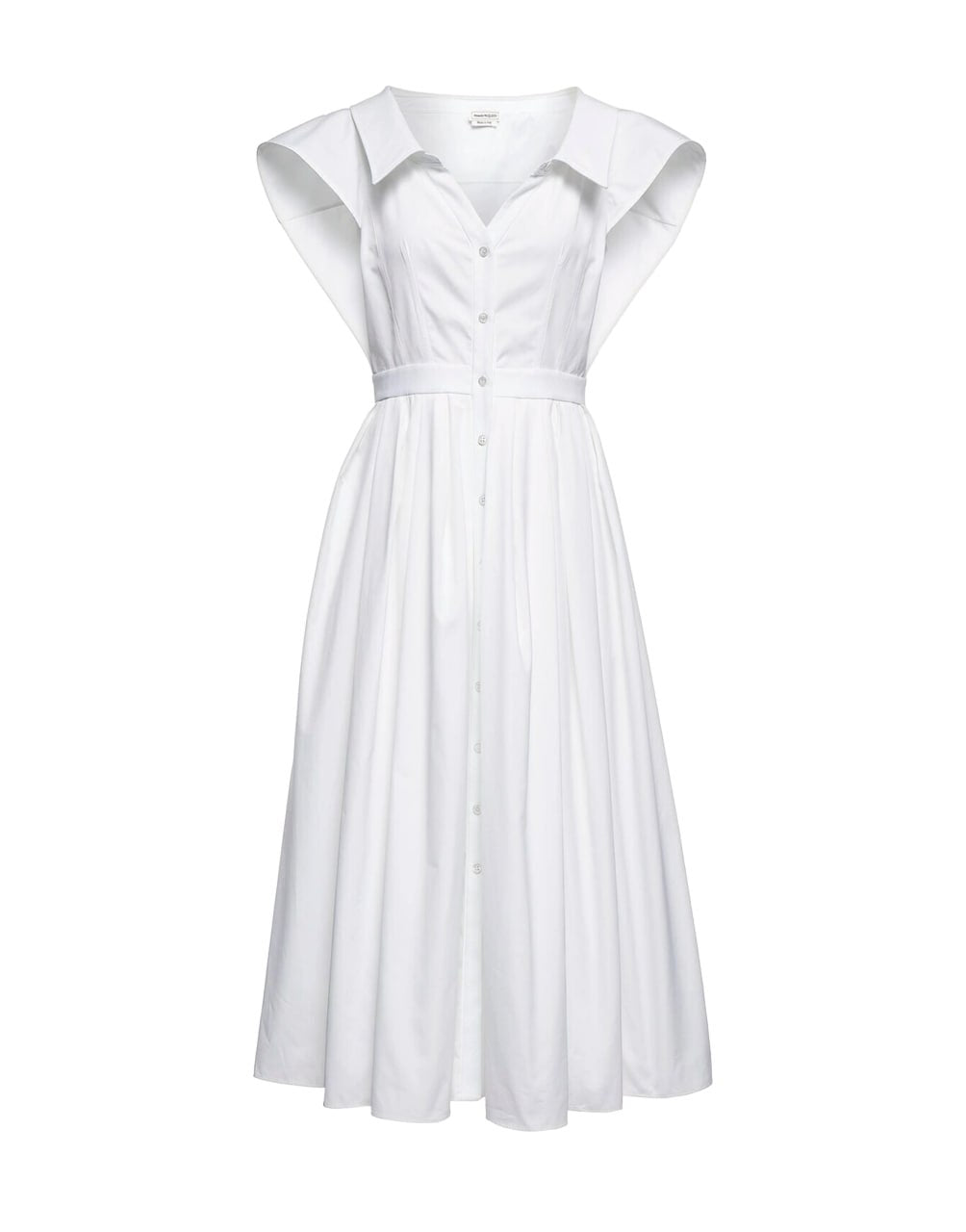 VESTIDO CAMISERO DE ALGODÓN ACAMPANADO ALEXANDER MCQUEEN EN COLOR BLANCO