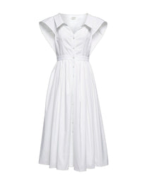 VESTIDO CAMISERO DE ALGODÓN ACAMPANADO ALEXANDER MCQUEEN EN COLOR BLANCO
