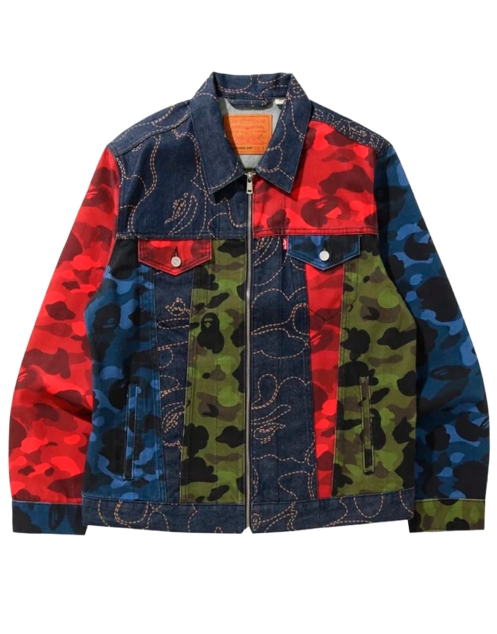 A BATHING APE BAPE X LEVI'S MULTICOLOR CAMO TRUCKER JACKET
